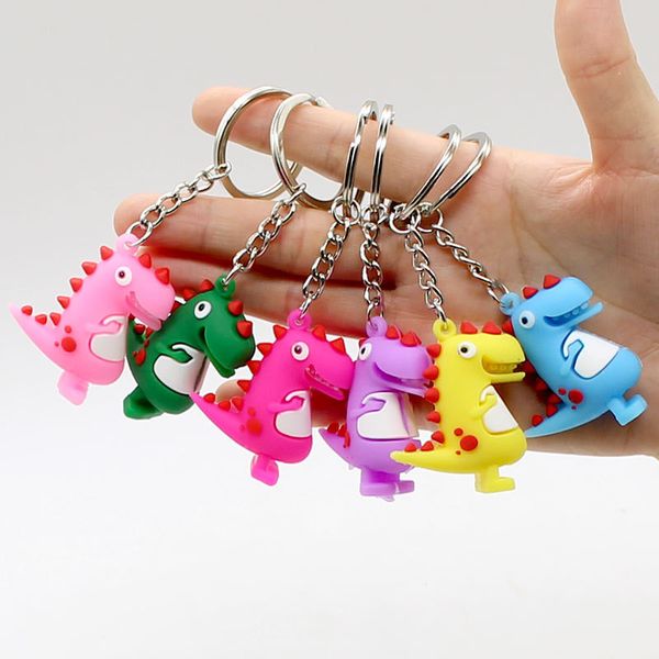 Dessin animé dinosaure porte-clés pvc animal dinosaure porte-clés sac à dos suspendu pend enfants jouets bijoux de mode volonté et cadeau de sable