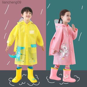 Dessin animé dinosaure enfants manteau de pluie enfants coupe-vent Poncho garçons filles vêtements de pluie étudiant vert extérieur imperméable imperméables L230620