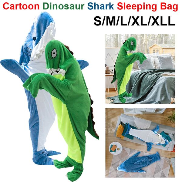 Dessin animé dinosaure Shark Sleeping Sac Pyjamas Office Couverture de requin sieste de haute qualité Blanche de châle de sirène pour enfants 240411