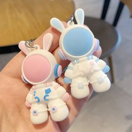 Cartoon pop ruimte konijn sleutelhanger leuke creatieve rugzak hanger astronaut tas hanger meisje favoriete cadeau Kawaii pluche sleutelhanger