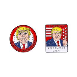 Cartoon druppelolie legering broche 2024 Amerikaanse verkiezing Trump herdenkingsbadge 0509 0509