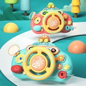 Cartoon Electric Simulate Driving Car Wheel Catering Baby Songeing Toys Kids Kids Early Educational Driving Driving Musical Toys 231227