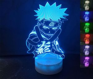 Cartoon Figure Naruto 3d LED lampe 7 Couleur Changer de couleur Gravure acrylique tactile Light Decor Home Cadeaux Christmas Cadeaux8512122