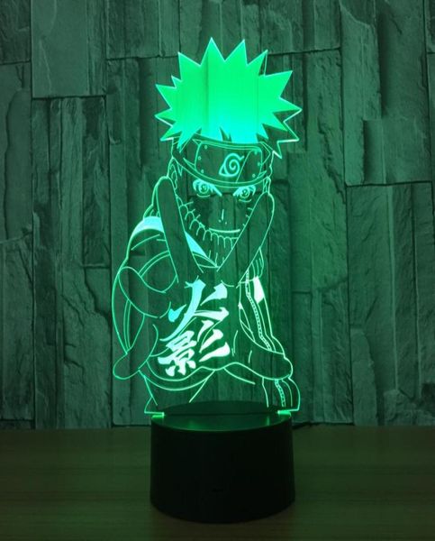 Figura de dibujos animados Naruto 3D LED LED 7 Colores Night Light Christmas grabados acrílicos Regalos táctiles Luminaria de mesa Lam9287282