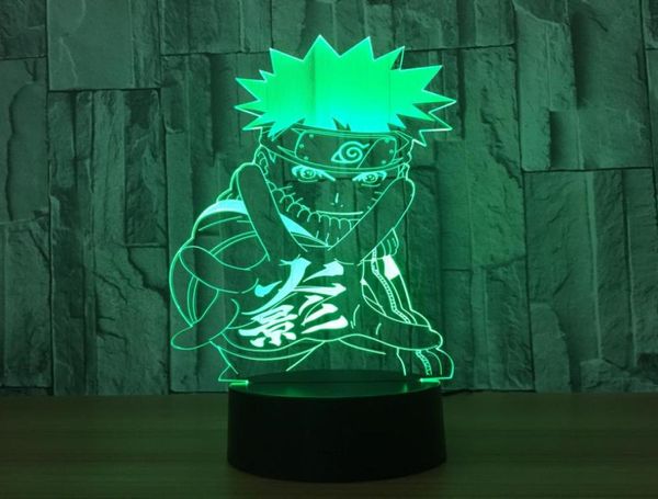 Figura de dibujos animados Naruto 3D LED LED 7 Colores Night Light Christmas grabados acrílico Reportos táctiles Luminaria de mesa Lam6392326