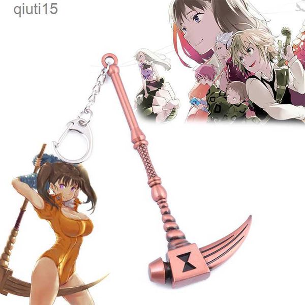 Figuras de dibujos animados Anime Seven Deadly Sins Diane Scythe Llavero Accesorios Cool Gothic Metal Cartoon Scythe Llavero Monedero Cosplay Llave del coche Colgante T230425