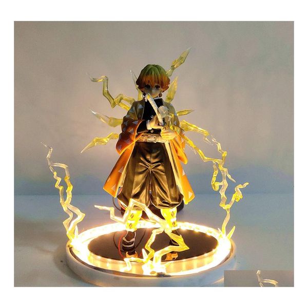 Figurines de dessin animé Demon Slayer Action Kimetsu No Yaiba Agatsuma Zenitsu Night Lights Led Set Figurine Modèle Jouets Pour Enfants C0220 Dr Dhkp7