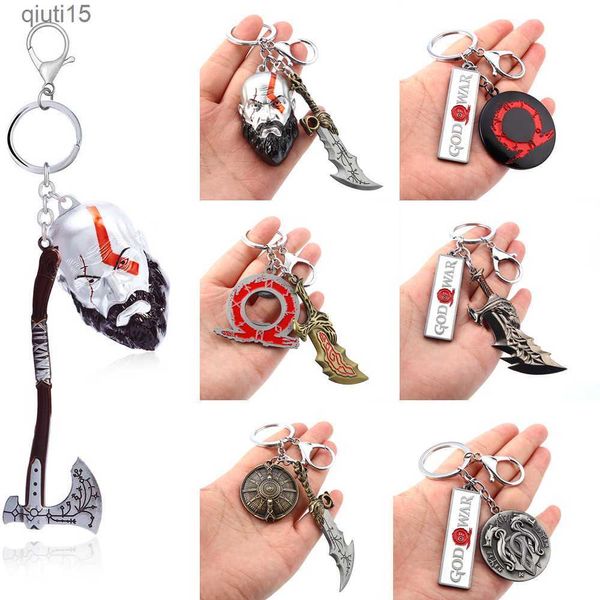 Figuras de dibujos animados Juego God Of War 4 Kratos Arma Llavero Cuchillas del Caos Llavero Anillo Cadena Espada Hombres Leviatán Llavero Chaveiro Joyería T230425