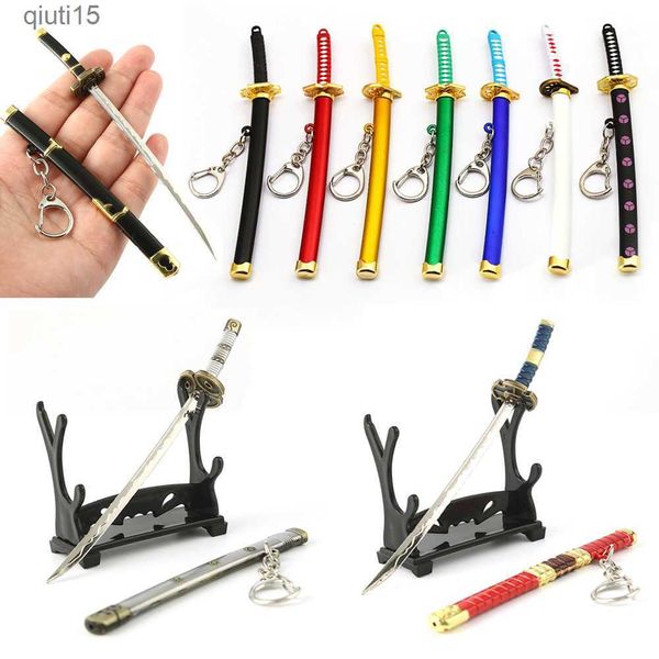 Chiffres de dessins animés Roronoa Zoro Épée Porte-clés Anime Boucle de jouet avec porte-outils Fourreau Katana Sabre Porte-clés de voiture Porte-clés cadeaux T230425