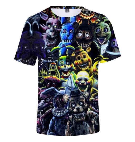 Dibujos animados Five Nights At Freddy039s Camiseta impresa en 3D Mujeres Hombres Moda de verano Cuello redondo Manga corta Camisetas gráficas divertidas FNAF Cloth6088758