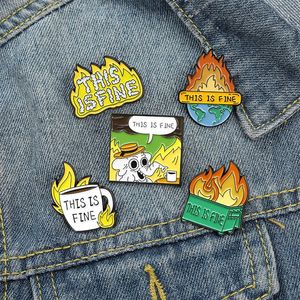 Dessin animé flamme lettre alliage collier broches broches éléphant coupe de feu planète Cowboy Badge jupe sac à dos chapeaux vêtements broche bijoux A254t