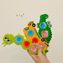 Cartoon Flip Press Bubble Toys Baby Puzzle Early Education Thinking Finger Silicone Toy Bubbledecompression Toys ZM1021