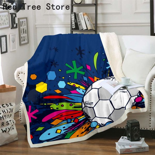 Caricatura de fútbol baloncesto 3D MANUDA MANUDAS DE FLANNELA SOFA Sofá Cubierta de ropa de cama lavable Colcha de verano 150*200 cm