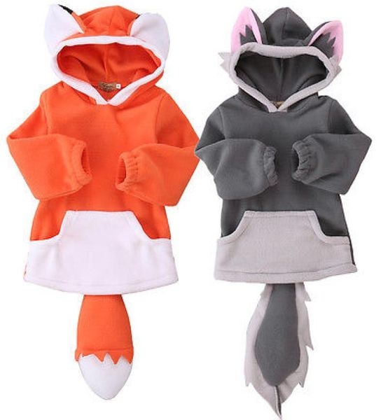 Dessin animé renard bébé garçons filles enfants manteau à sweat à sweat à sweat pull pulllaver provocation en polaire en polaire caricaturé caricaturé manteau fox veste fox chaude 2659589