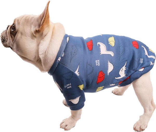 Vêtements Bulldog de Betwfyiy Cartoon French Bulldog, vêtements d'hiver pour chiens doux pour Bulldogs français, Cotton Dog Sweater Shirt Vêtements pour petits chiens moyens