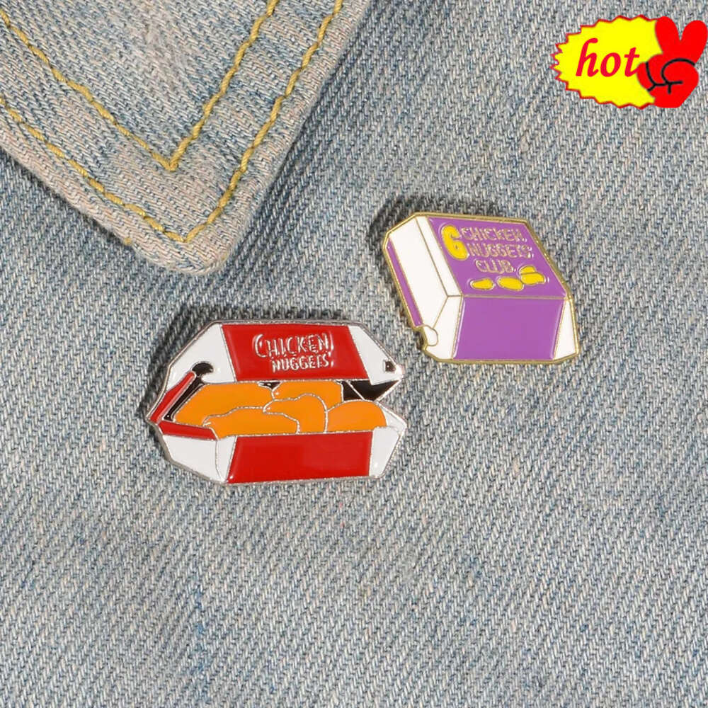 Cartoon Fried Chicken with French Fries Character Movie Pins Enamel Clothing Accessories Backpack Alloy Brooch Badge Enamel Lape