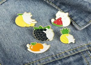 cartoon fruit kat emailbroches pin voor vrouwen mode jurk jas shirt demin metal grappige broche pins badges promotie cadeau7863172