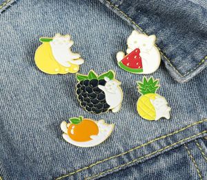 Cartoon Fruit Cat Émail Brooches Broche pour femmes Coat de robe de mode Demin Metal Funny Brooch Pins Badges Promotion Gift1760270