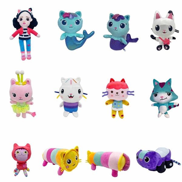 Dessin animé Gabbys Dollhouse animaux en peluche jouets Kawaii Anime sirènes en peluche oreiller mignon enfant cadeau amour Pandy Gabbys Dollhouse peluche