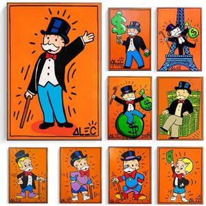 Affiches et imprimés de dessin animé Gentleman Rich Man Alec Monopoly, peintures sur toile, images d'art murales pour salon, décoration de la maison, Cua234S