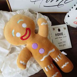 Cartoon Gingerbread Man knuffelt schattige anime poppen kussen kussen gevuld zacht speelgoed voor kinderen kinderen verjaardagscadeau J220704