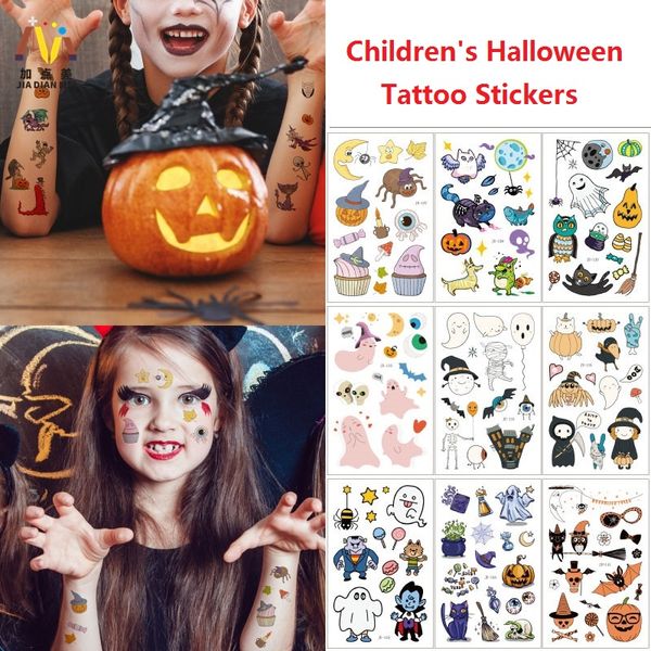 Dessin animé Hallowoon tatouage pour enfant faux Tatoo enfants Halloween corps Art étanche temporaire tatouage autocollant saint jour