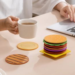 Dessin animé Hamburger style Silicone Table à manger napperon dessous de verre accessoires de cuisine tapis tasse tasse résistant à la chaleur café boisson Pad 240102