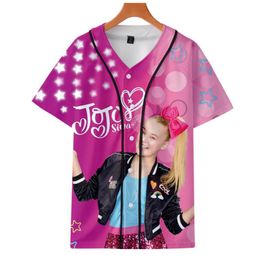 Cartoon JoJo Siwa Estampado de béisbol con estampado 3D Camiseta Mujeres Menebeles uniformes Harajuku Streetwear Hip Hop Jerseys de béisbol de manga corta1163789