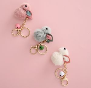 Porte-clés de dessin animé, pendentif de voiture en peluche, feutre de laine, fraise, en forme de poupée, portefeuille pour femmes, ornements, cadeau