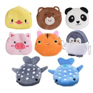 Dessin animé Kids Coin Purse Cat poisson en peluche Femmes Girls Changement Sac Portefeuille pour mini argent clés Pouche des enfants Cadeau 240428