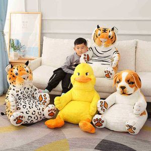 Niños de dibujos animados Asientos de felpa Sofá Cómodo Animal Simulación Tigre Leopardo Pato Perro Bebé Silla portátil Sofá Regalos para ldren J220729