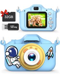 Cartoon Kids Selfie Camera HD Digitale Video Camera Speelgoed met 32 GB Sd-kaart voor Kinderen Kerst Verjaardagscadeautjes 240131