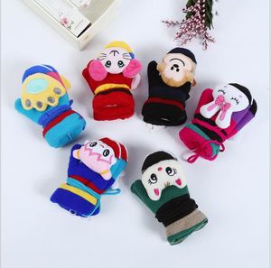 Cartoon kinderen warme handschoenen winter schattig kind wanten met hangende touw dikke handschoenen jongen en meisje baby creatieve warme wanten