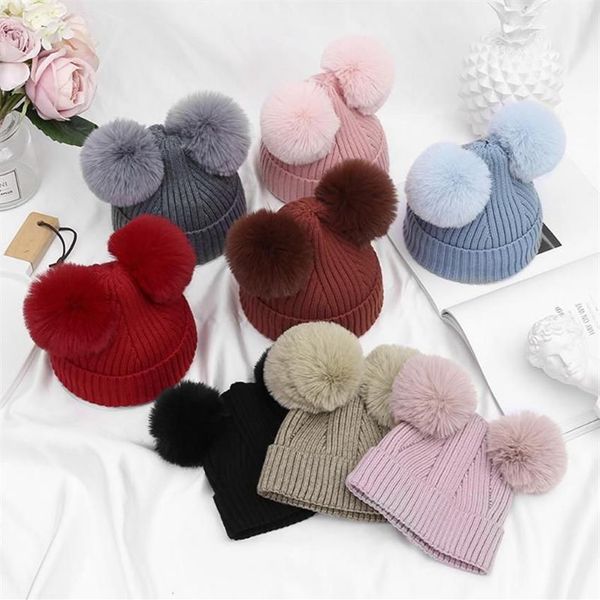 Gorro tejido con dibujos animados para niños pequeños, gorro de lana Venonat, accesorios para bebés, czapka futro dziecko282L