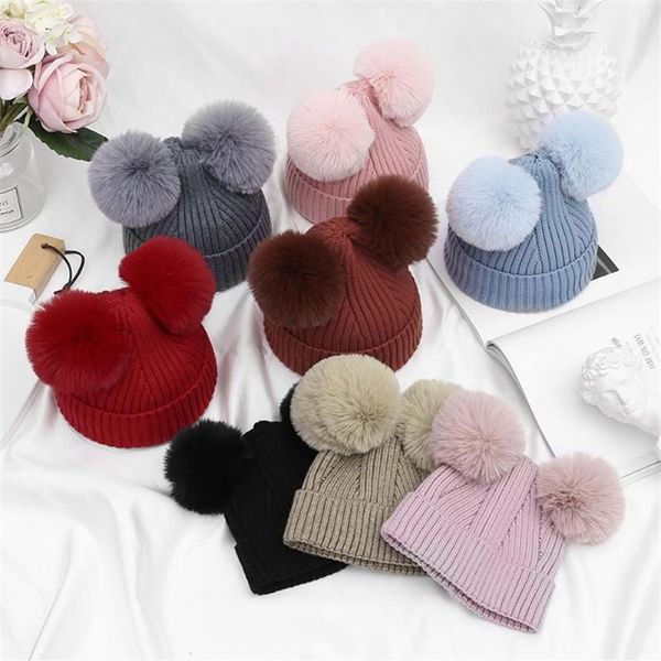 Gorro tejido con dibujos animados para niños pequeños, gorro de lana Venonat, accesorios para bebés, czapka futro dziecko275x