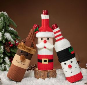 Cartoon gebreide kerstwijnfles set decoraties santa eland kerstproducten benodigdheden kerst rre14808