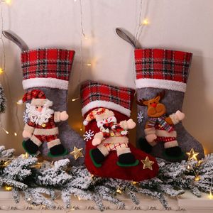 Chaussettes de poupée de noël de grande taille, décorations de noël, père noël bonhomme de neige, poupées de renne, sac cadeau de bonbons, ornements, cadeaux de noël