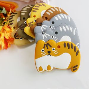 Dessin animé Lazy Cat Teether BPA Grad Food Grade Silicone Disting Toys Pendante Baby Shower Gift Assureur ACCESSOIR