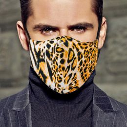 Cartoon luipaard print katoen masker 6 kleuren mode volwassen winter 3 lagen wasbaar stofdicht ademend preventie influenza sporten herbruikbaar
