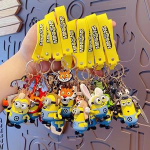 Cartoon Little Yellow Man Zodiac Key Chain Creativiteit Exquisite en schattige drop -lijm Key Chain Ring Paar Schooltas Paarhanger