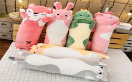 Dessin animé longs animaux en peluche Squishy dormir ami trucs chat lapin cochon renard dinosaure licorne poupée cadeau de noël 7090120cm 204119755