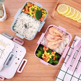 Cartoon mooie lunchbox voedsel container opslag containers verzegeld geval plastic schattige kinderen studenten 210423