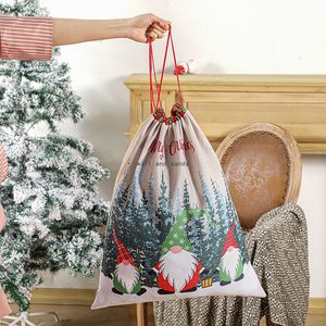 Dessin animé joyeux noël sac à cordon grande taille Stanta imprimer enfants bonbons cadeau sacs pochettes décor à la maison