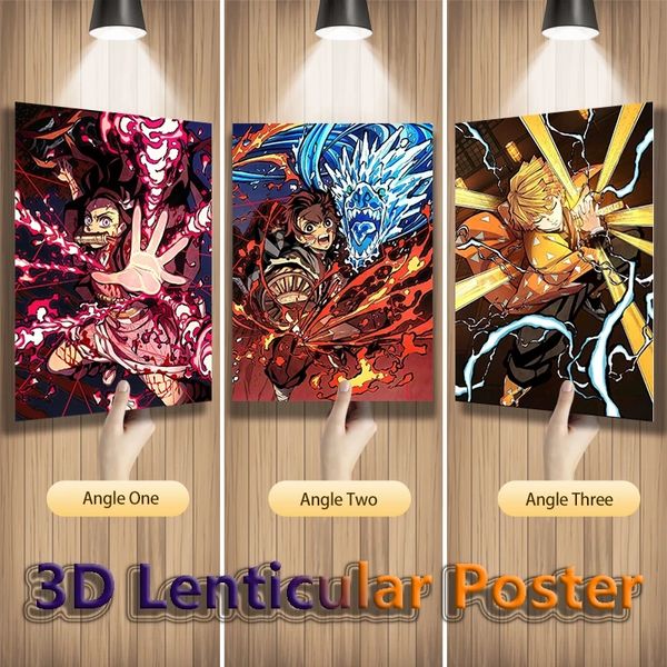 Película de dibujos animados Pegatinas 3D Póster Flip Lenticular Anime 3dAnime Póster 3DImagen para la decoración del hogar 30 x 40 cm Gratis