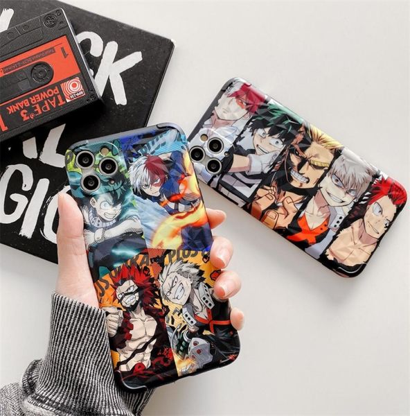 Cartoon My Hero of the Academy Anime Todoroki Téléphone Couverture du boîtier pour iPhone 8 7 Plus X XS Max SE2 XR 11 12 Pro Max Diamond Pattern2067494