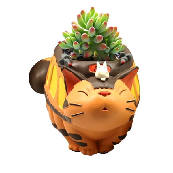 Dessin animé Mon Voisin Totoro Résine Pot De Fleur En Pot Succulent Bonsaï Pot De Fleur Décoration De Bureau Multifonctionnel PenHolder 220507