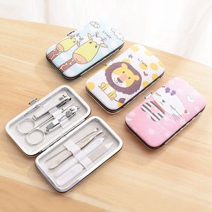 Dessin animé Nail Manucure Set 7pcs / set Manucure Pédicure Clipper Kit Nail Art Care Cat Lion Make Up Beauté Accessoires HHA792