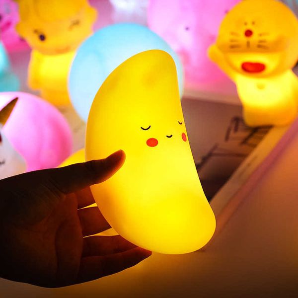 Luz de noche de dibujos animados LED Lámparas de decoración linda Luna Oso Dinosaurio Niña Niños Juguetes para niños Regalos para dormitorio Luces de habitación de noche HKD230628