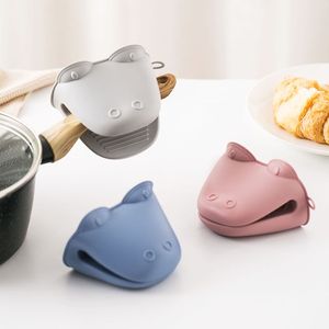 Manoplas de horno de dibujos animados hipopótamo lindo espesado resistente a altas temperaturas uso en microondas guantes Anti escaldado accesorios de cocina para hornear