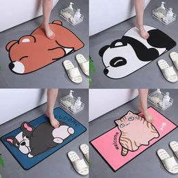 Cartoon panda badmat super absorberende badkamermat schattig dieren tapijt bedroon vloer tapijt huis ingang douche badkamer voetmatten